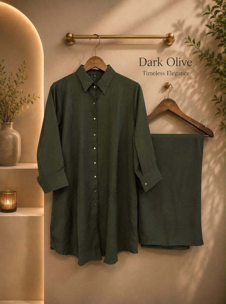 Dark green cotton co-ord set for women