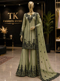 Georgette Handwork Sharara Suit Set with Net Dupatta – Party Wear